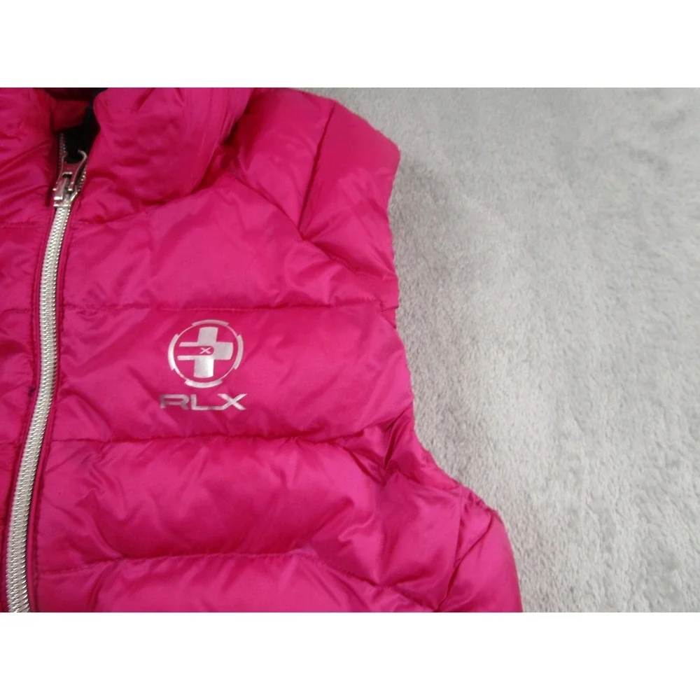RLX Vest Girls Large Pink Down Full Zip Logo Pockets Ralph Lauren Outdoor‎